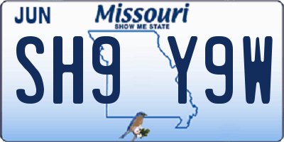 MO license plate SH9Y9W