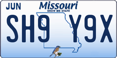 MO license plate SH9Y9X