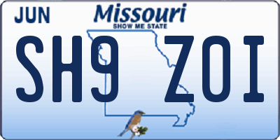 MO license plate SH9Z0I