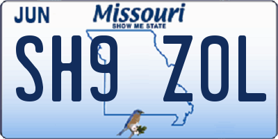 MO license plate SH9Z0L