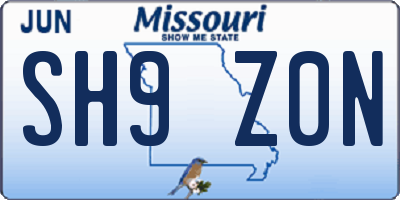 MO license plate SH9Z0N