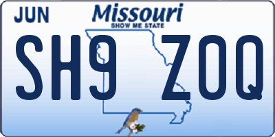 MO license plate SH9Z0Q