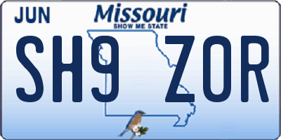 MO license plate SH9Z0R