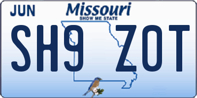 MO license plate SH9Z0T