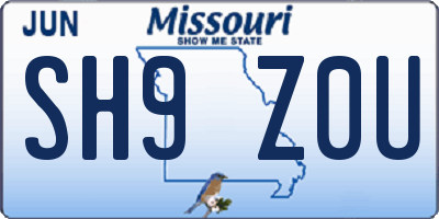 MO license plate SH9Z0U