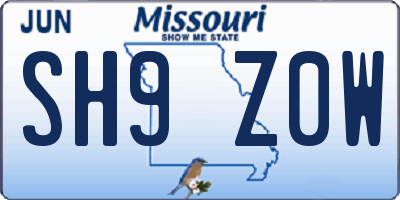 MO license plate SH9Z0W