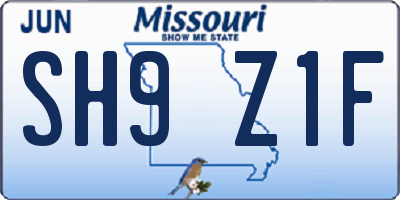 MO license plate SH9Z1F