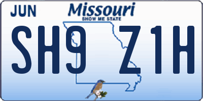 MO license plate SH9Z1H