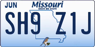 MO license plate SH9Z1J