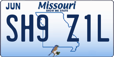 MO license plate SH9Z1L