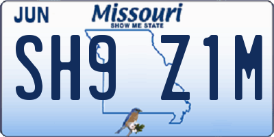 MO license plate SH9Z1M