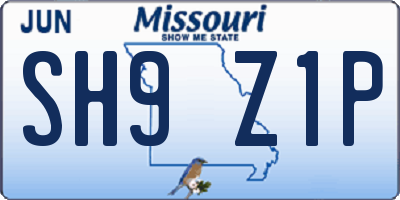 MO license plate SH9Z1P