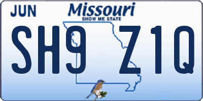 MO license plate SH9Z1Q