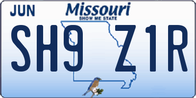 MO license plate SH9Z1R