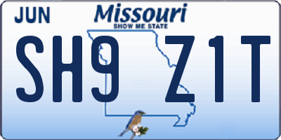 MO license plate SH9Z1T