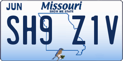 MO license plate SH9Z1V
