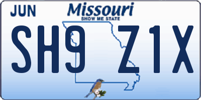 MO license plate SH9Z1X