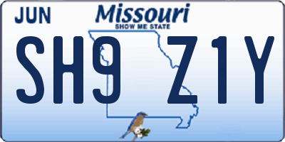 MO license plate SH9Z1Y