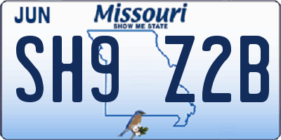 MO license plate SH9Z2B