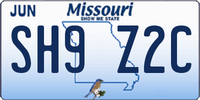 MO license plate SH9Z2C