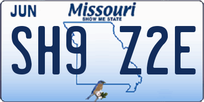 MO license plate SH9Z2E