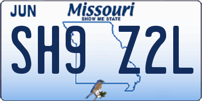 MO license plate SH9Z2L
