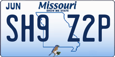 MO license plate SH9Z2P