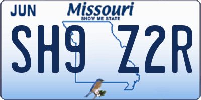 MO license plate SH9Z2R