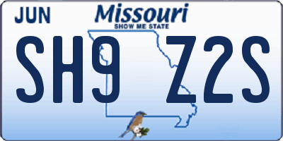 MO license plate SH9Z2S