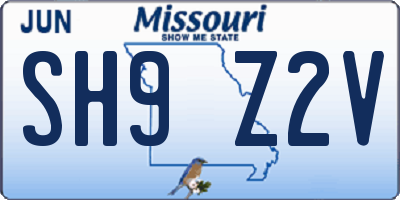 MO license plate SH9Z2V