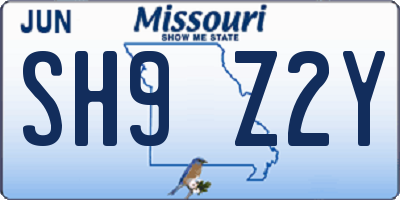 MO license plate SH9Z2Y
