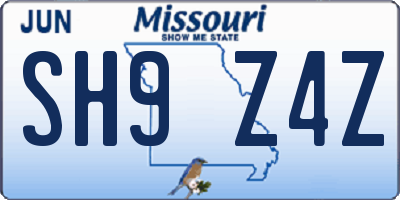 MO license plate SH9Z4Z