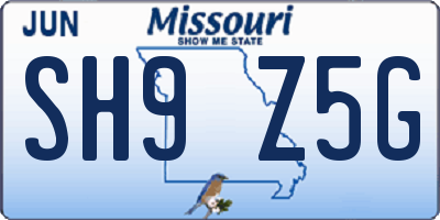 MO license plate SH9Z5G