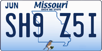 MO license plate SH9Z5I