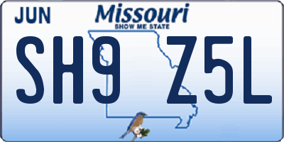 MO license plate SH9Z5L