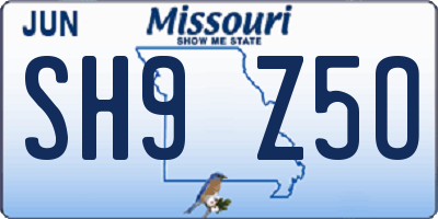 MO license plate SH9Z5O