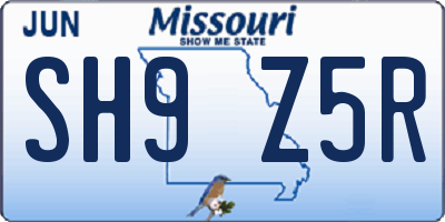 MO license plate SH9Z5R