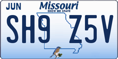MO license plate SH9Z5V