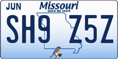 MO license plate SH9Z5Z