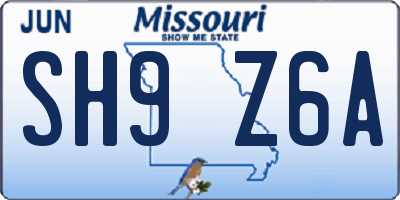 MO license plate SH9Z6A