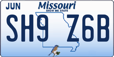 MO license plate SH9Z6B