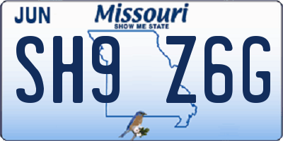 MO license plate SH9Z6G