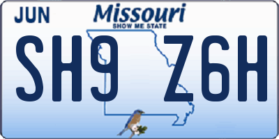 MO license plate SH9Z6H