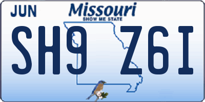 MO license plate SH9Z6I