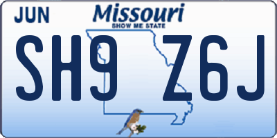 MO license plate SH9Z6J