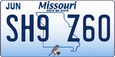MO license plate SH9Z6O