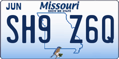 MO license plate SH9Z6Q