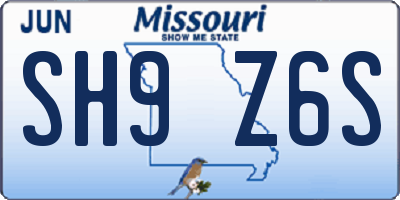 MO license plate SH9Z6S