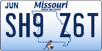 MO license plate SH9Z6T