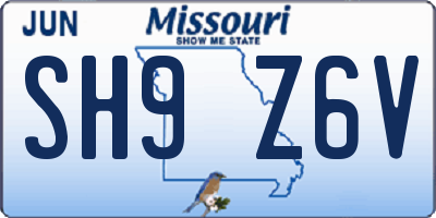 MO license plate SH9Z6V
